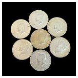 7 Silver JFK Half Dollar Coins 66, 68,69