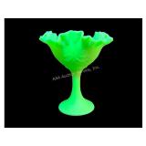 Fenton Uranium Glass Compote Vase