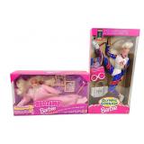 Bedtime Barbie & Olympic Gymnast Barbie Dolls, Mat