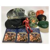 Hats and Figurine Lot with Books
