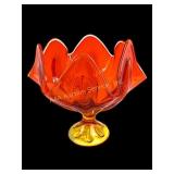 Orange and Yellow Swung Glass Compote