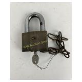 Metal Padlock with Key and Chain