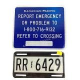 Railroad license plate (RR USA 6429) and Canadian