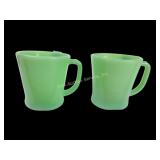 (2) Fire King Jadeite D handle mugs