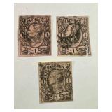 Set of 3 Saxony 1 Groschen Stamps