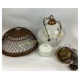 Light fixture ceiling hung with wicker rattan