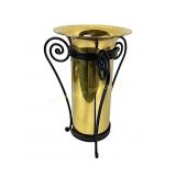 Brass and black metal umbrella stand