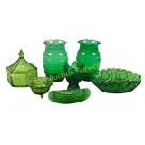 Collection of Green Glass Decorative Items