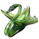Green Murano Glass Swan Centerpiece Bowl