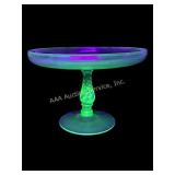 Green Uranium Glass Compote Pedestal Dish