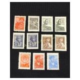 Set of 11 USSR Postage Stamps, WWII Era