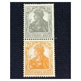 Pair of Deutsches Reich Postage Stamps 2-1/2pf and