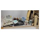 Cassette Recorder, Wooden Crafts, and Kitchenware