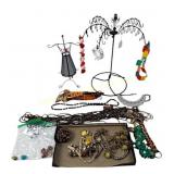 Costume Jewelry Lot with Display Stands