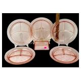 Pink Depression Grill Plates Butter Lid Set