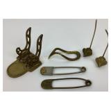 brass inkwell stand and Military Laundry Pins