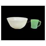 Fire-King Jadeite Mug and Milk Glass Mixing Bowl