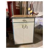 metal cabinet with wood laminate top