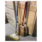 3 brooms and 1 mop