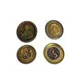 (4) large metal Victorian picture buttons