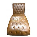 Brown tufted faux leather chaise lounge