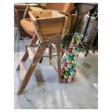 Wooden Ladder with Planter Box and Ornament Tree