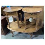 Queen Anne-style legs Wooden Coffee Table and Side