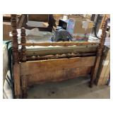 Vintage Wooden Bed Frame with Turned Posts