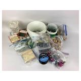 Craft Supplies Lot with Glass, Candles, Beads, and