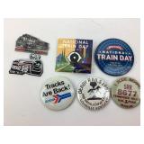 Train-Themed Pins and 1 Fridge Mag