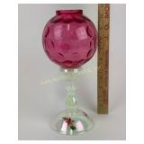 Fenton Cranberry Ivy Ball Hand Painted Signed Chri