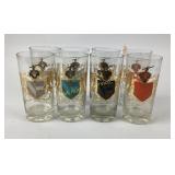 Set of 8 vintage highball glasses with heraldic de