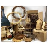 Lot of Wooden Crafts, Baskets, and Miniatures