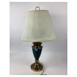 Vintage brass and green table lamp