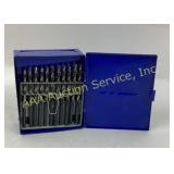 Metal twist drill bit set in blue case