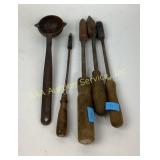 metalworking tools with wooden handles