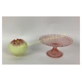 Burmese Rose Bowl and Rose Glass candy dish