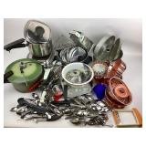 Large mixed kitchenware and flatware lot