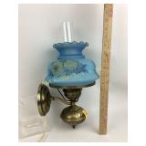 Vintage blue glass floral wall sconce