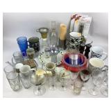 Assorted glassware, pottery, and kitchen accessori