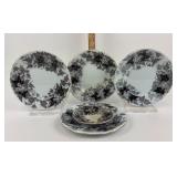 Staffordshire Flow Mulberry Plates Bryonia Pattern