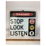 Railroad Warning Sign Stop Look Listen