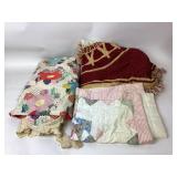 Lot of vintage textiles and handmade quilts