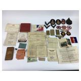 WWII Military Memorabilia Collection with Patches,