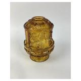 Amber Glass Fairy Lamp with Starburst Pattern