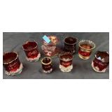 Ruby Flash Souvenir Glass Grouping