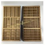 Set of two vintage wooden printer trays