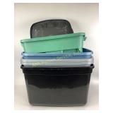Lot of 5 Plastic Storage Totes, 20-Gallon Capacity