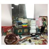 Polaroid, Oil Lamp, Sonicare, bamboo skewers.