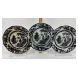 Set of 3 Staffordshire Transferware Flow Mulberry